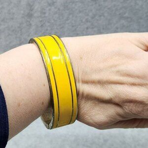 Yellow & Silver plate Hinged Bangle Bracelet